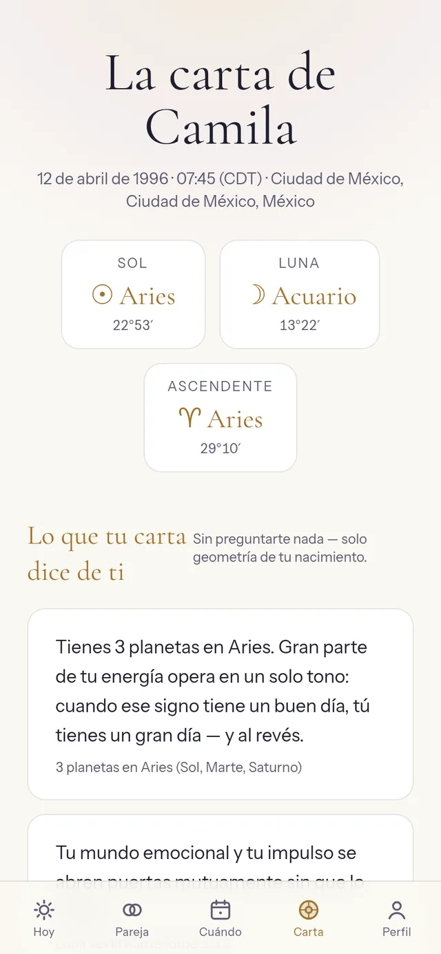 Tu carta natal, con una lectura que sí te describe